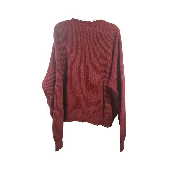 Pistola Distressed Cotton Crew Neck Pullover Sweater in Cherry Black Marl XL - Picture 5 of 11